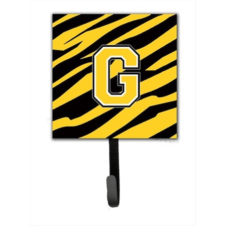 Carolines Treasures Letter G Initial Monogram - Tiger Stripe - Black Gold Leash Holder Or Key Hook CJ1026-GSH4